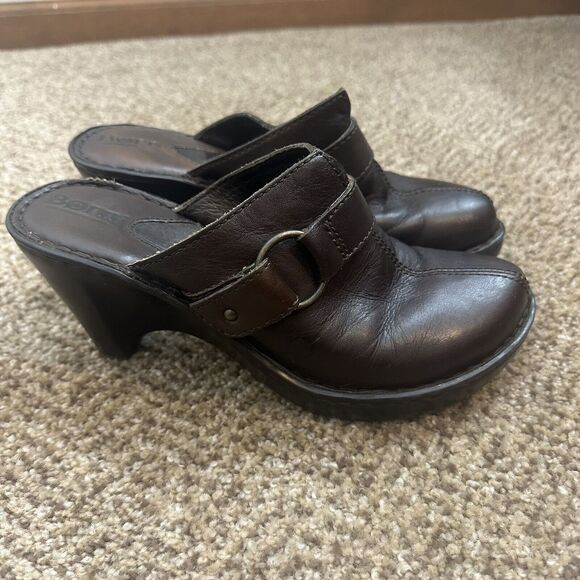 Born Clog Mules Slip On Platform Shoes Womens 8M Brown Leather - Picture 4 of 10